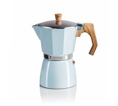 CAFETEIRA EM ALUMÍNIO 6 CHAV.- HAEGER MOKA POT 6 BLUE