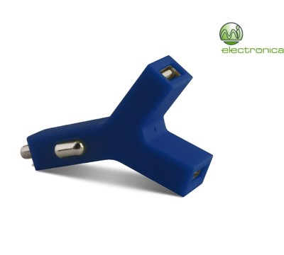 ADAPTADOR DE CARGA UNIVERSAL AUTOMÓVEL 2X1.1A AZUL