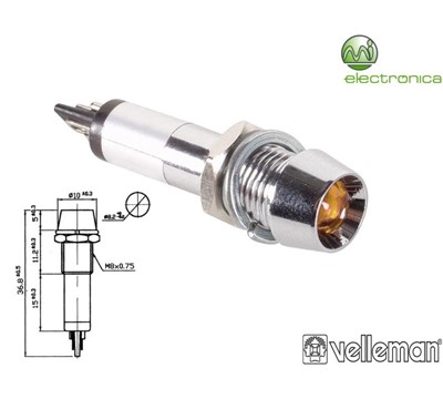 LUZ PILOTO ÂMBAR CROMADO 220V VELLEMAN