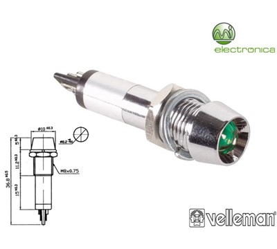 LUZ PILOTO VERDE CROMADO 220V VELLEMAN