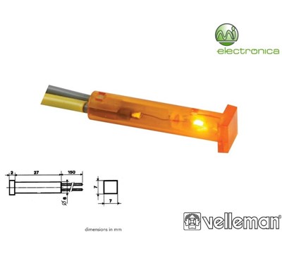 LUZ PILOTO QUADRADO ÂMBAR 7x7mm 12V VELLEMAN