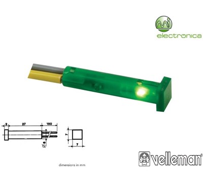LUZ PILOTO QUADRADO VERDE 7x7mm 12V VELLEMAN