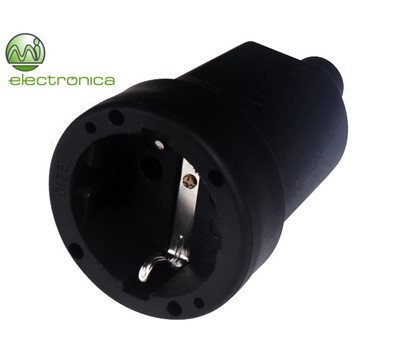 FICHA SCHUKO FÊMEA FLAT 16A/250V/3800W PRETO