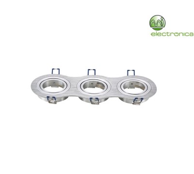 SUPORTE LED GU10/MR16 REDONDO TRIPLO PRATA