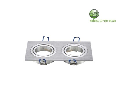 SUPORTE LED GU10/MR16 QUADRADO DUPLO PRATA