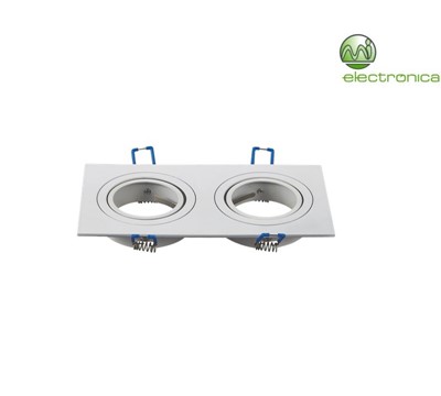 SUPORTE LED GU10/MR16 QUADRADO DUPLO BRANCO