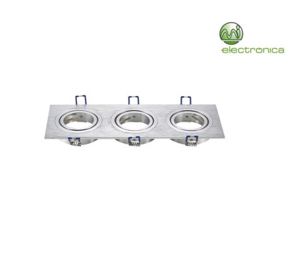 SUPORTE LED GU10/MR16 QUADRADO TRIPLO PRATA