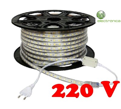 FITA LED 220V 14.4W 5050/60SMD BRANCO QUENTE