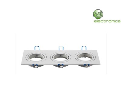 SUPORTE LED GU10/MR16 QUADRADO TRIPLO BRANCO