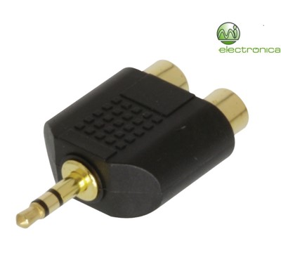 CONETOR ADAPTADOR ESTÉREO JACK 3,5mm MACHO-2XRCA FÊMEA