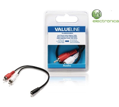 CABO ADATADOR JACK ESTÉREO 2 RCA MACHO-3,5mm FÊMEA 0,20M