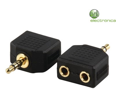CONETOR ADATADOR JACK ESTÉREO 3,5mm MACHO-2X3,5mm FÊMEA