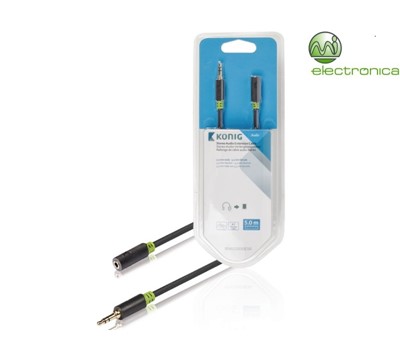 CABO EXTENSÃO AUDIO JACK ESTÉREO 3,5mm MACHO-3,5mm FÊMEA 5M