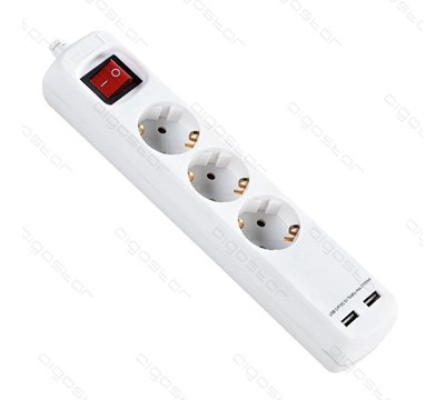 EXTENSÃO 3M 3X TOMADAS 2X USB 16A 3680W