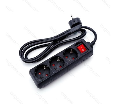 EXTENSÃO TOMADAS 3X 1,5M C/ INTERRUPTOR PRETO