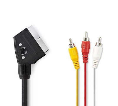 CABO SCART COMUTÁVEL/SCART MACHO 3x RCA MACHO-2M PRE