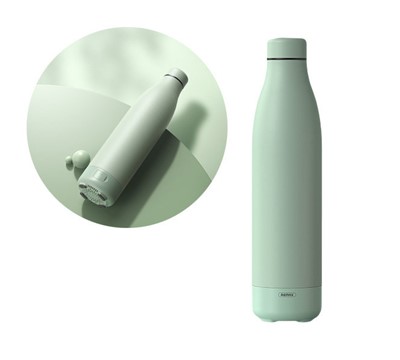 COLUNA 5.0 WIRELESS BLUETOOTH C/ GARRAFA TÉRMICA 500ml VERDE