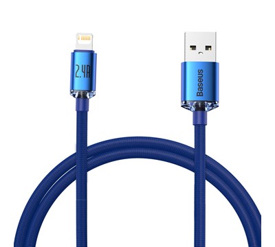 CABO BASEUS CRYSTAL SHINE CARGA/DADO USB TYPEA 2.4A 1.2M AZU