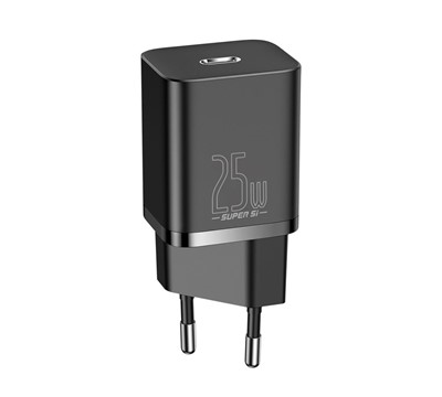 CARREGADOR RÁPIDO PAREDE BASEUS SUPER Si 1C USB TYPEC 25W PRETO