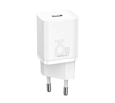 CARREGADOR RÁPIDO PAREDE BASEUS SUPER Si 1C USB TYPEC 25W BRANCO