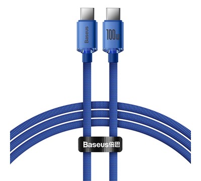 CABO BASEUS CRYST. SHINE CARGA/DADO USB TYPE C 100W 1.2M AZU