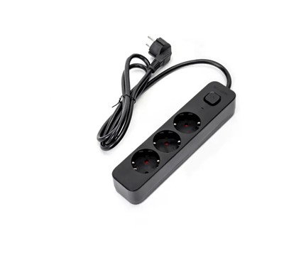 EXTENSÃO TOMADAS 3X 1.5M C/ INTERRUPTOR 3680W TIPO ALEMÃO PRE