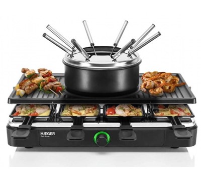 CONJ. FONDUE, RACLETTE E GRELHADOR 1400W P/ 8 PESSOAS-HAEGER COOL DINNER