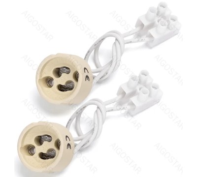 SUPORTE DE CERÂMICA x2 P/ LAMPADA LED GU10 BRA