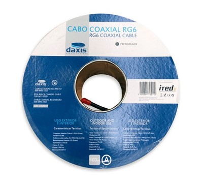 CABO COAXIAL RG6 PRETO PR 100M ITED