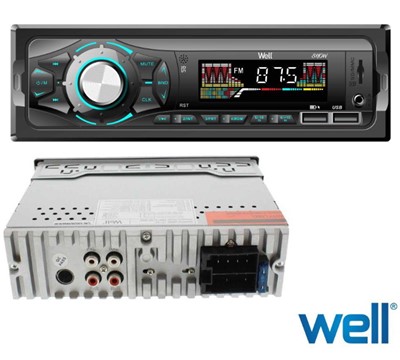 AUTO-RÁDIO MP3 WMA 4X40W C/ FM/AUX/SD/USB/BT WELL